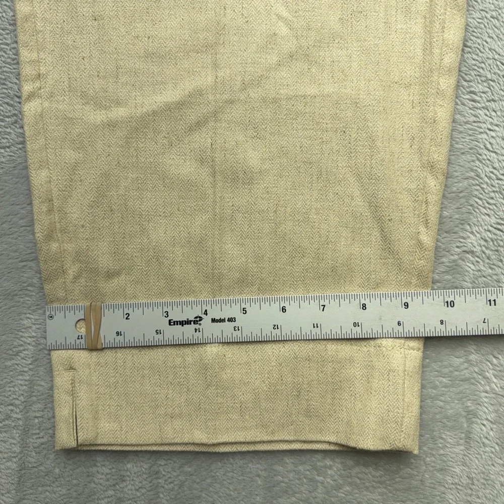 Banana Republic Pants Womens XXL Beige Tapered High-Rise Linen Blend Herringbone